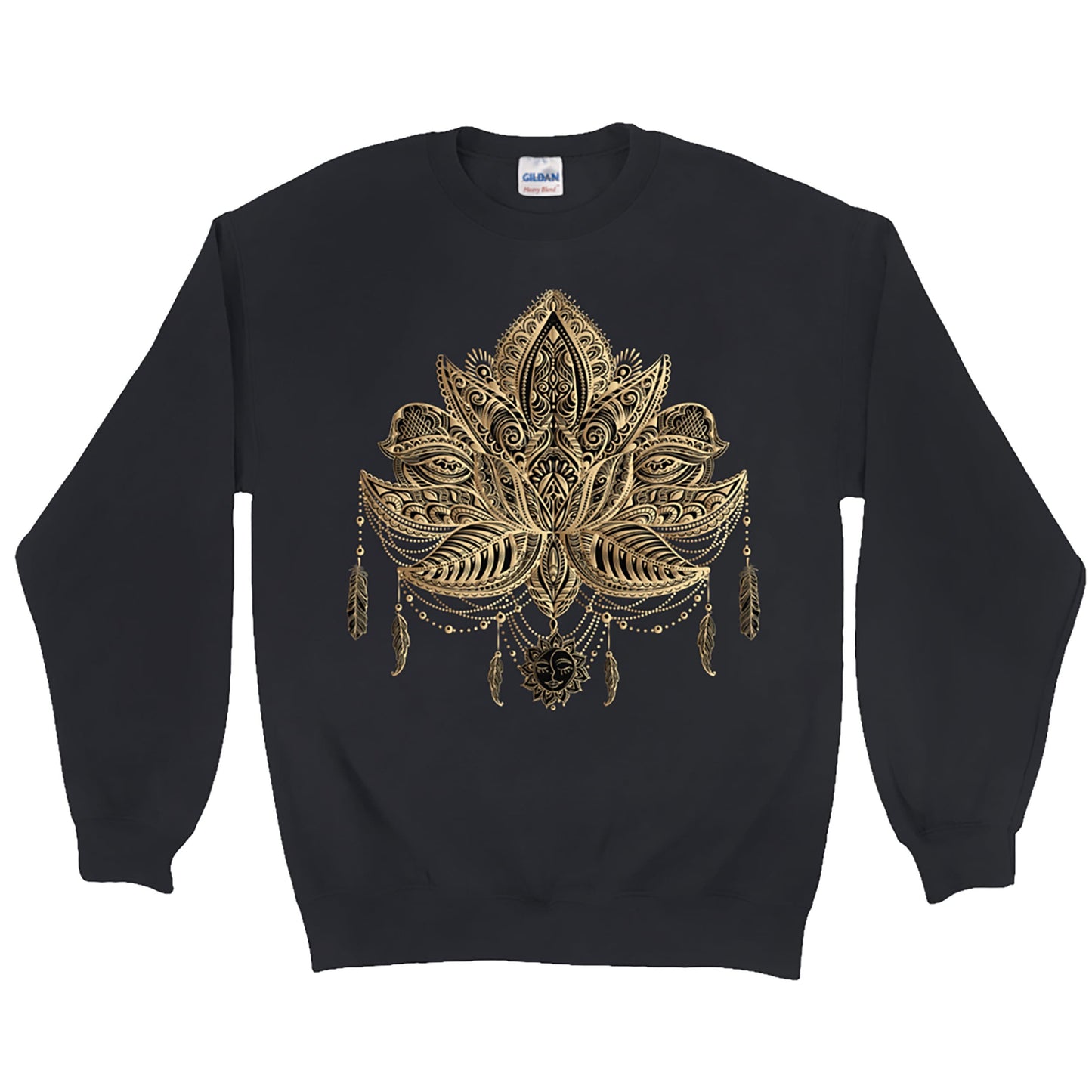 Lotus Sweatshirt Spiritual Gifts Meditation Sweatshirt Lotus Flower Longsleeve Black Gold Sweatshirt Yoga Clothing Yogi Gift