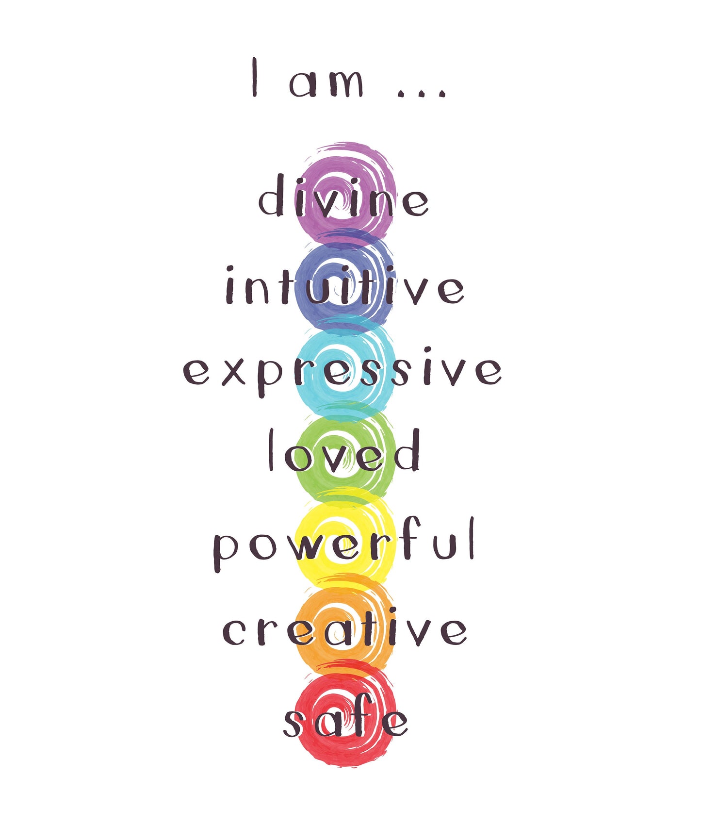 Chakra Hoodie: "I Am" Rainbow Graphic, Meditation Spiritual Gift