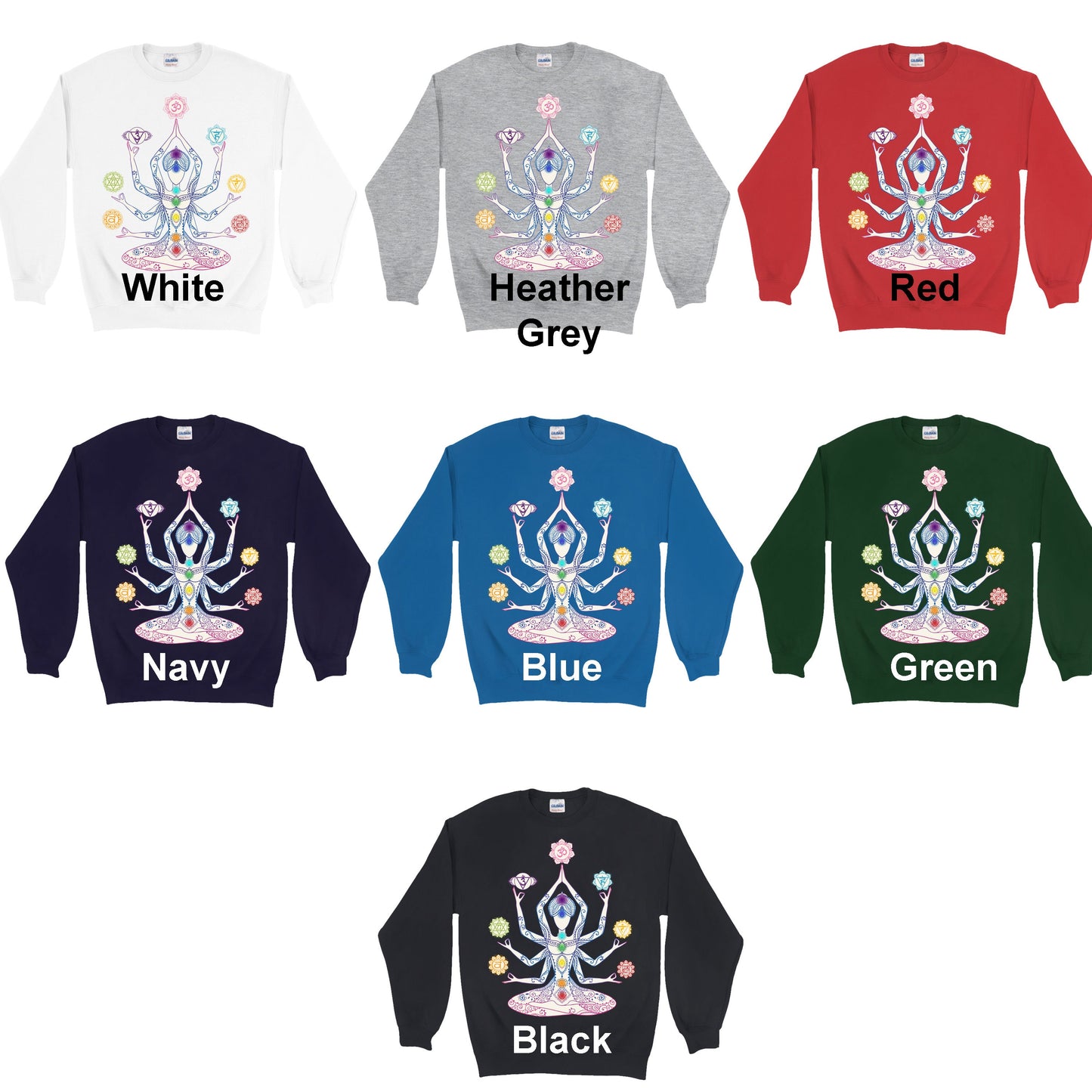 Chakra Sweatshirt spiritual gifts meditation sweatshirt chakras longsleeve meditate sweatshirt yoga clothing yogi gift colorful sweatshirt