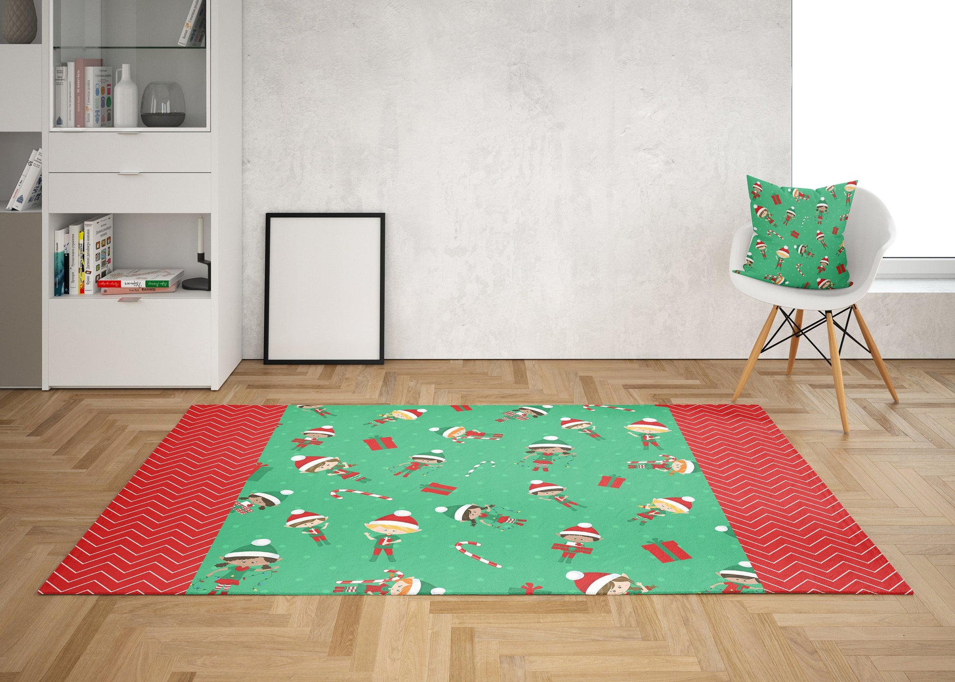 Christmas Elves Rug elf green red xmas Rug christmas Rug christmas Floor Rug 2x3 3x5 4x5 5x7 8x10 large christmas rugs christmas decor xmas