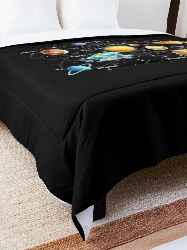 Space Comforter or Duvet Cover girls boys bedding planets bedding solar system comforter galaxy comforter boys bedroom planets duvet cover