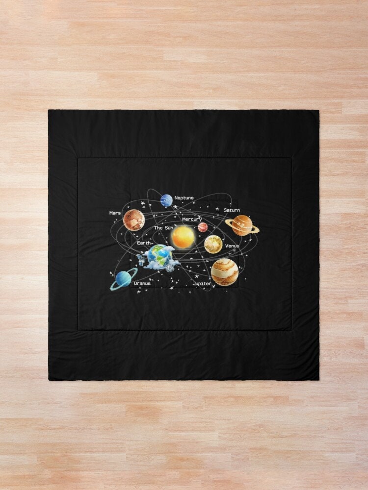 Space Comforter or Duvet Cover girls boys bedding planets bedding solar system comforter galaxy comforter boys bedroom planets duvet cover