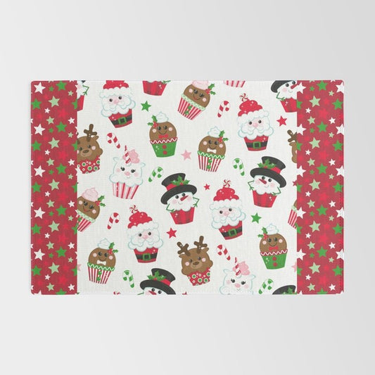 Christmas Rug red stars cute xmas Rug snowmen Rug santa Floor Rug 2x3 3x5 4x5 5x7 8x10 large christmas rugs christmas decor xmas