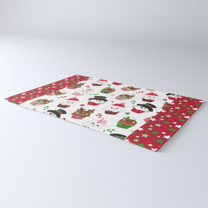 Christmas Rug red stars cute xmas Rug snowmen Rug santa Floor Rug 2x3 3x5 4x5 5x7 8x10 large christmas rugs christmas decor xmas