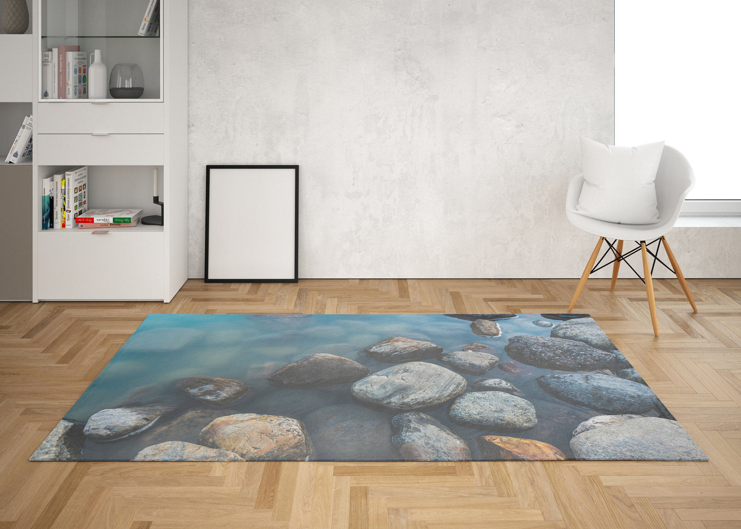 Pebbles Rug blue gray Rug grey stones Floor Rug rocks Mat nature rug Rugs 3x5 4x6 Large rugs