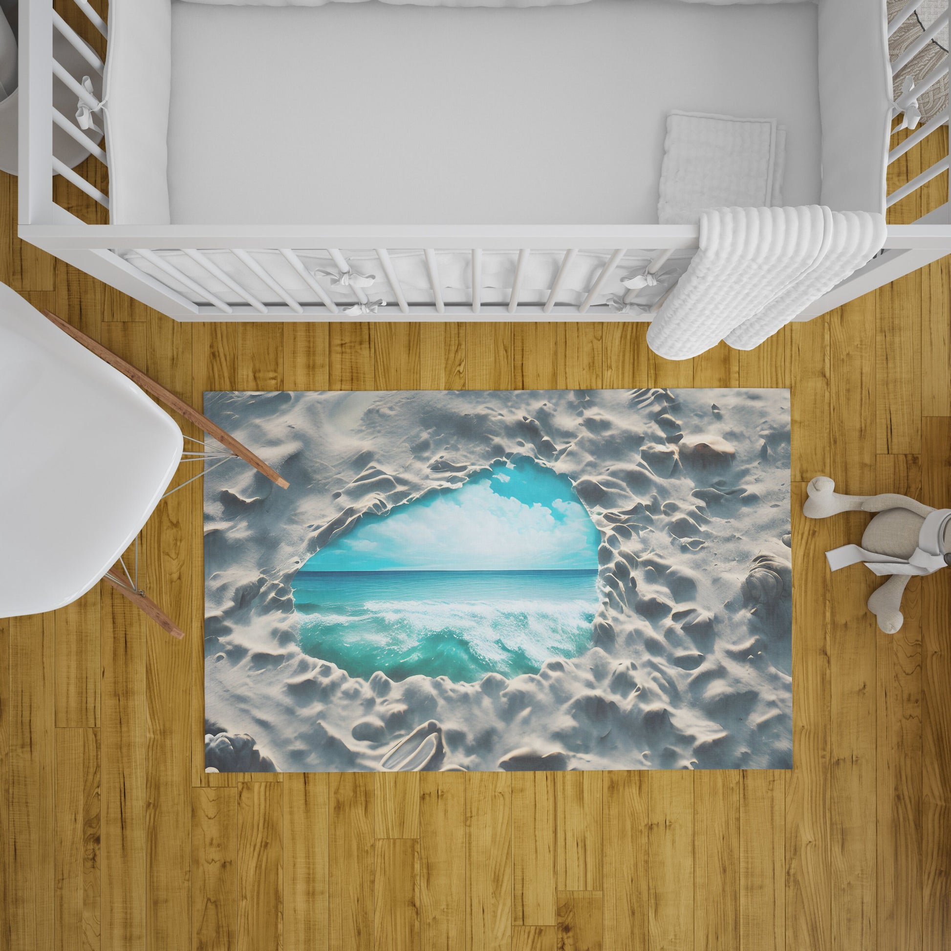 Ocean Rug Beach Rug Sand Portal Blue Rug Wormhole Floor Rugs 3'x5' 4'x6' 5'x7' Large rugs blue beige