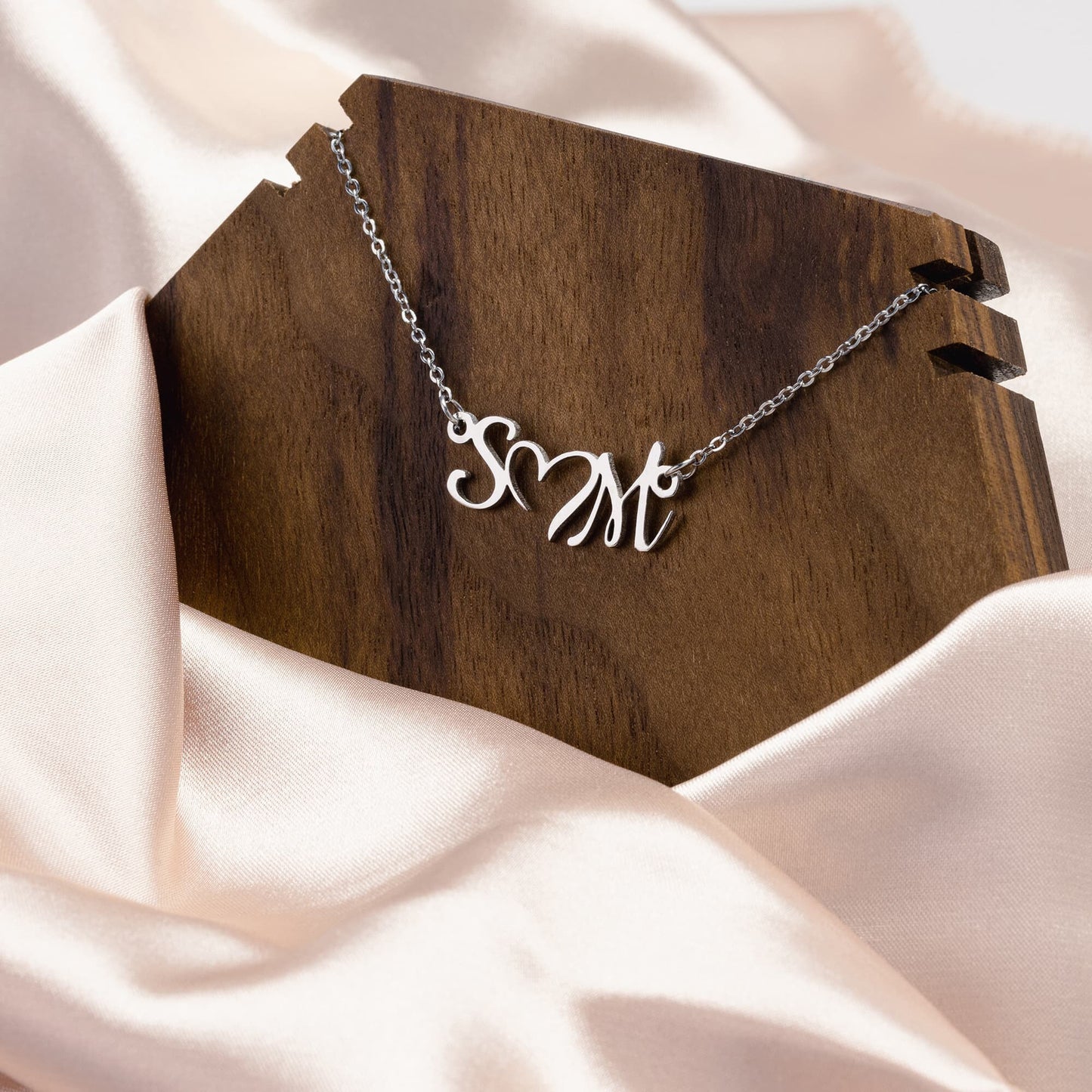 Custom initial heart Necklace Gold, Rose Gold or Silver, gift for woman, gift for loved one