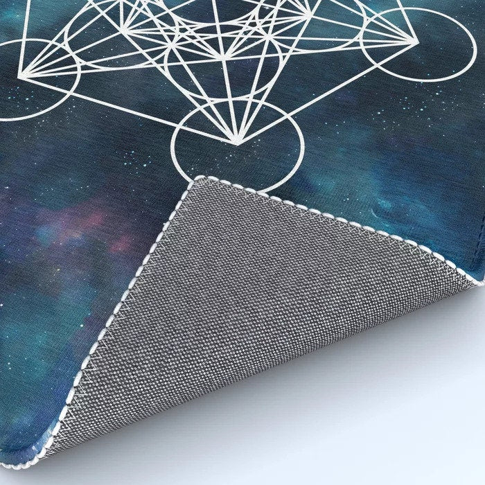 Metatron's Cube Rug Sacred Geometry Rug Galaxy Rug blue metatrons cube 2x3 3x5 4x6 5x7 large metatron rugs