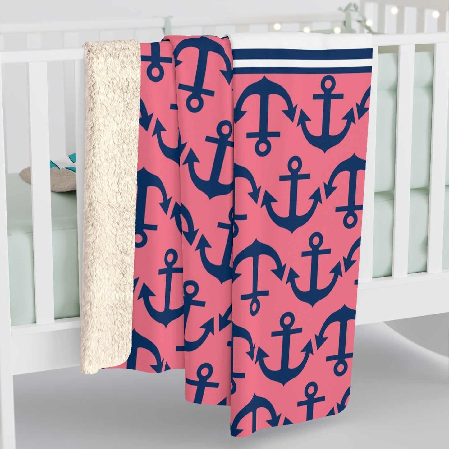 Custom Name Blanket chevrons anchors throw blanket nautical personalized baby shower gift unique blanket Christmas gift cheap gift