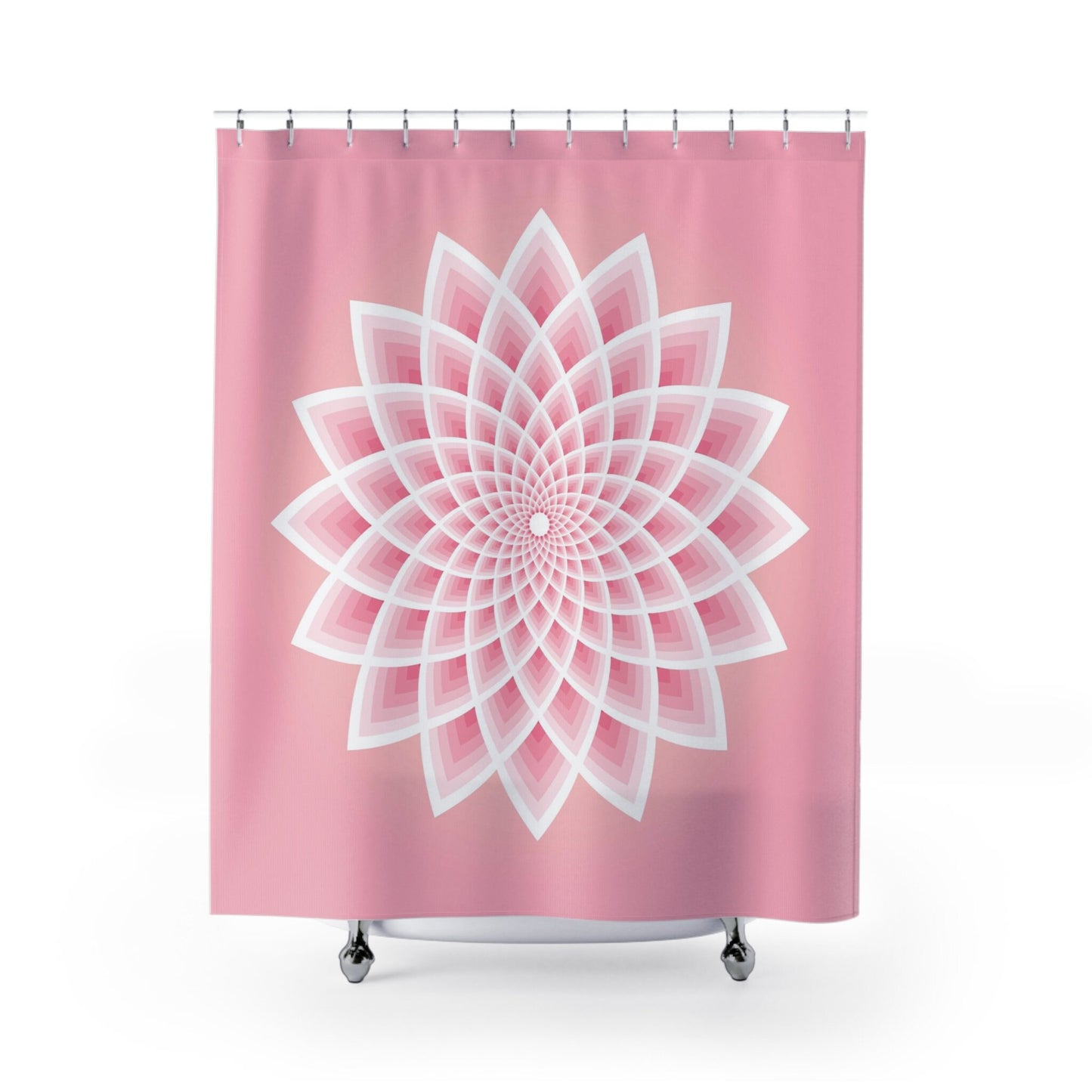 Pink Lotus Shower Curtain: Sacred Geometry Bath Decor