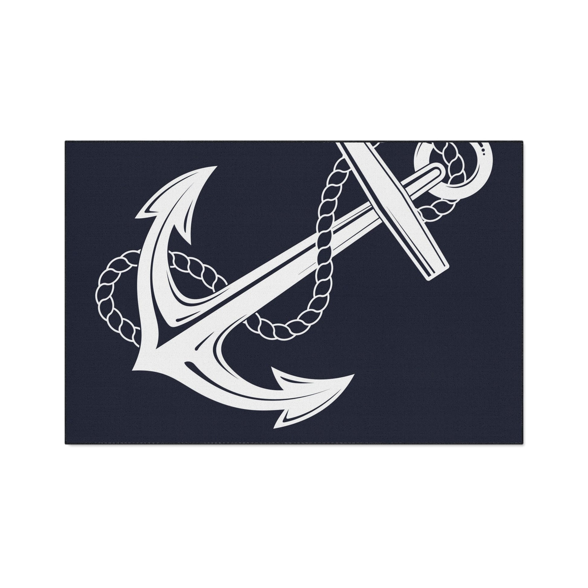 Indoor/Outdoor Anchor Navy Floor Rug outdoor rug navy nautical anchors floor mat outdoor boating rug marine coastal beach rug