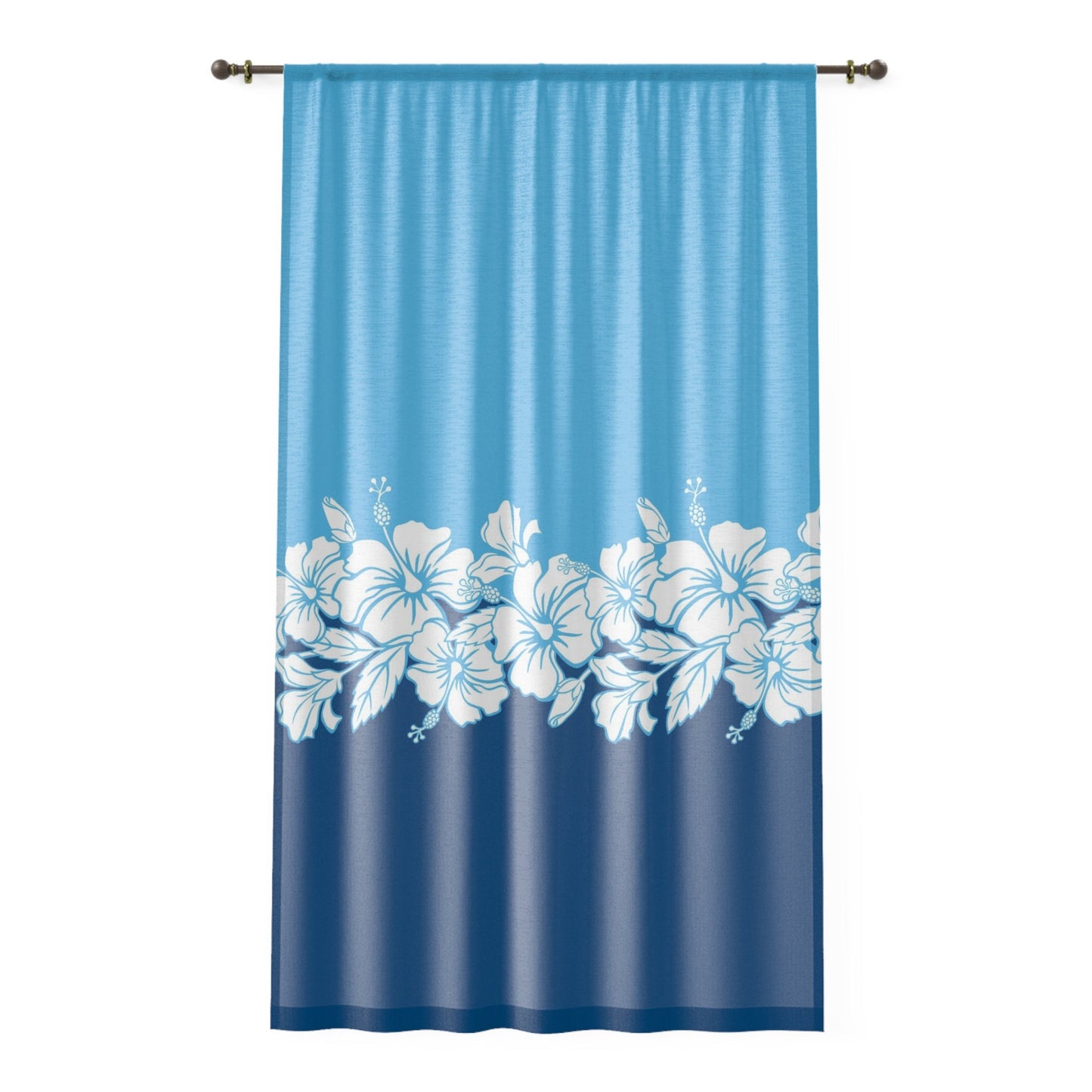 Hawaiian Hibiscus Window Curtains blue hawaii flowers drapery ocean beach tropical drapes