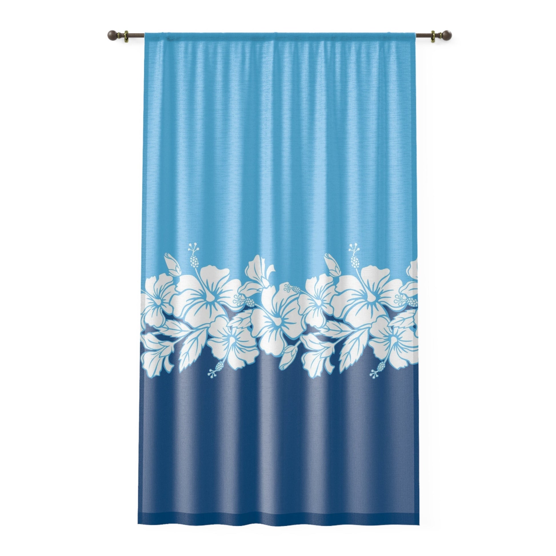 Hawaiian Hibiscus Window Curtains blue hawaii flowers drapery ocean beach tropical drapes