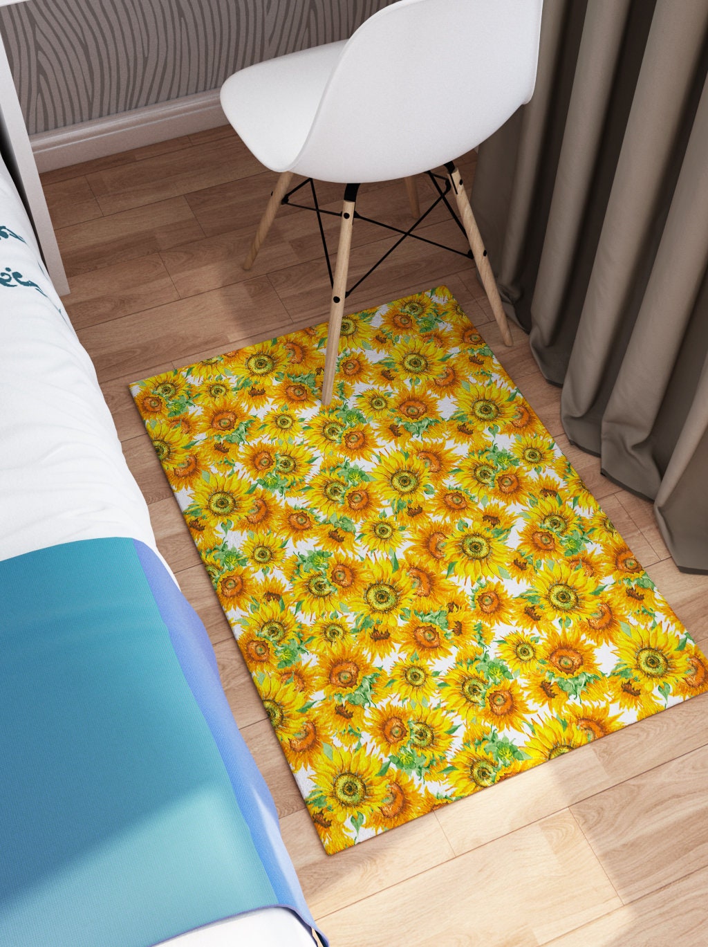Sunflowers Rug yellow colorful floral rugs 2x3 3x5 4x6 5x7 9x12 large floor mat sunflower