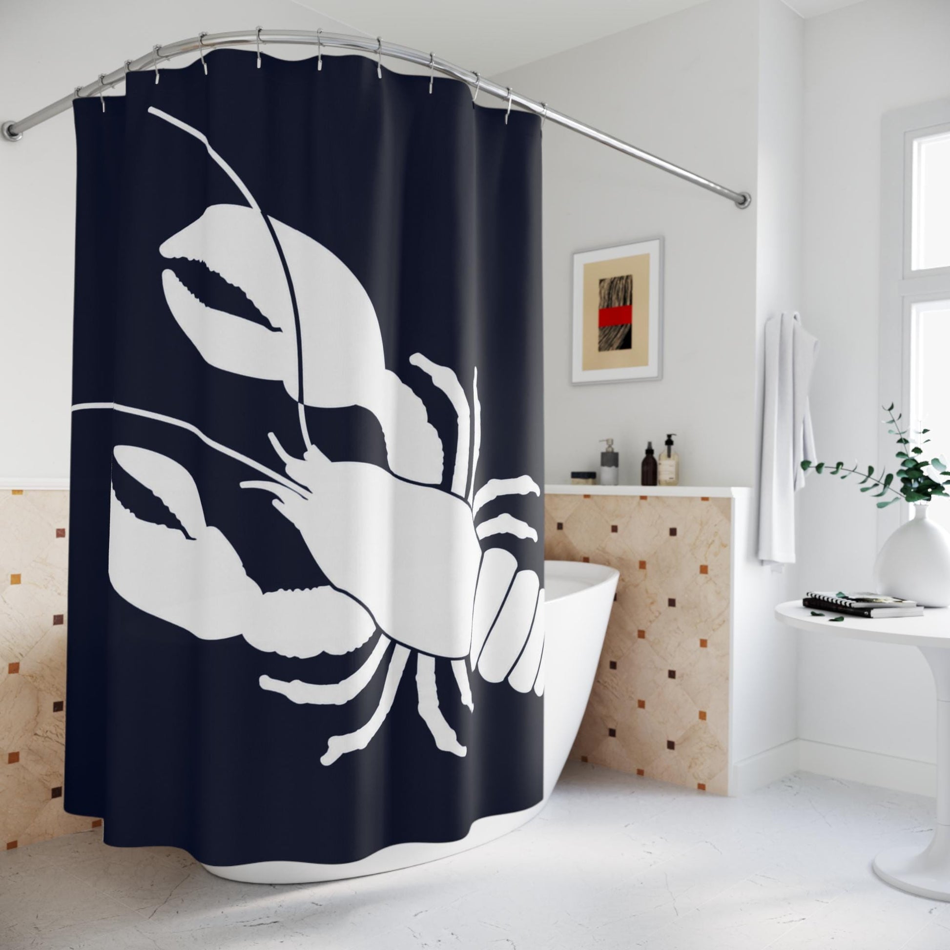 Lobster Navy Nautical shower curtain