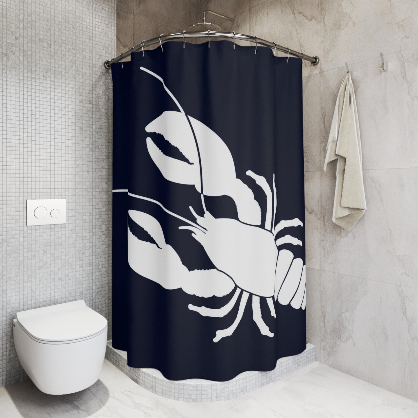 Lobster Navy Nautical shower curtain