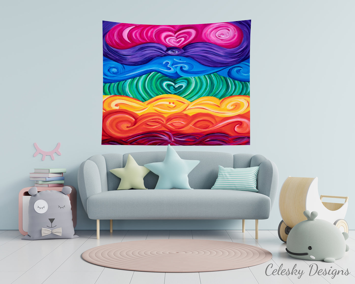 Chakra Tapestry Rainbow Tapestry Gay Spiritual Tapestries Yoga Tapestries Chakras Tapestry Artsy Unique Colorful Tapestry