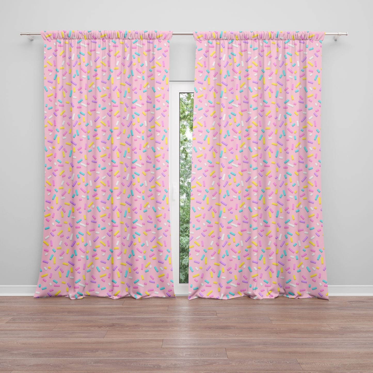 Pink Sprinkles Window Curtains colorful Girly Drapery kids  Curtain Panels nursery