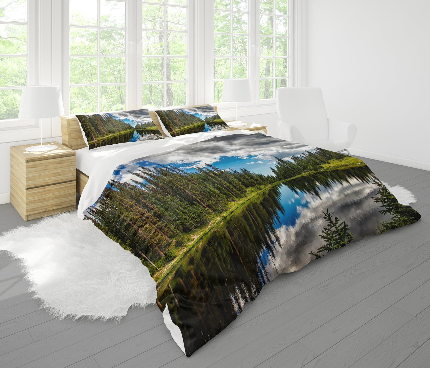 Lake in Mountains comforter or duvet cover Twin Queen King
