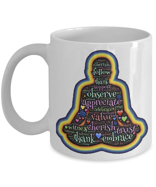 Meditation Mug 11oz or 15oz Spiritual Gift For Yoga Lovers mug Cheap Gifts Positive Words mug Good Vibes Mugs meditation mug cute mug