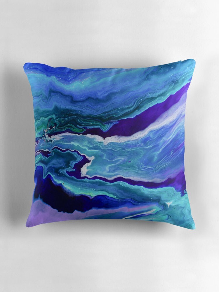 Dreamy Pillow Artsy Gifts Unique pillow Blue Pillows for Couch psychedelic pillow aqua pillow purple pillow beachy pillow abstract art