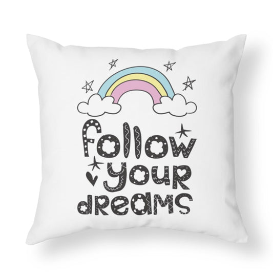 Follow your dreams pillow girly pillows rainbow pillow rainbows pillows cheap gifts pillows for couch cute pillows stars dream pillow