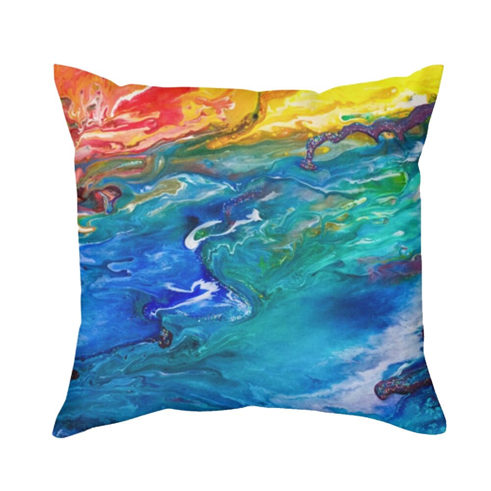 Ocean Pillow Abstract Art Pillow Unique Gifts Pillows for Couch Blue Pillows artsy pillow ocean pillow beachy pillows aqua pillow