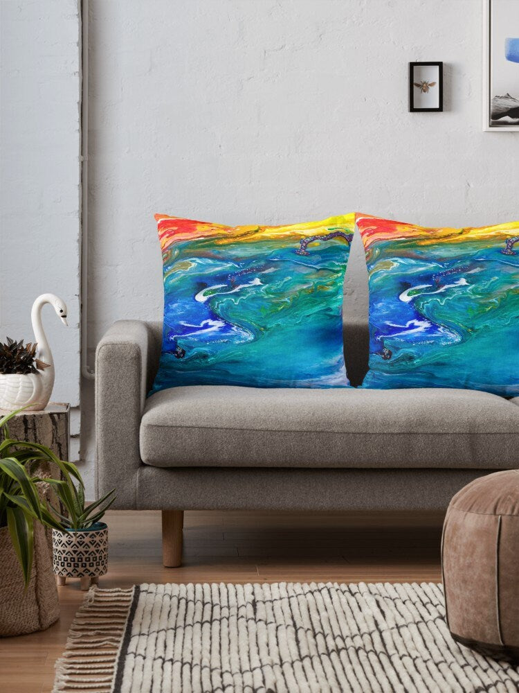 Ocean Pillow Abstract Art Pillow Unique Gifts Pillows for Couch Blue Pillows artsy pillow ocean pillow beachy pillows aqua pillow