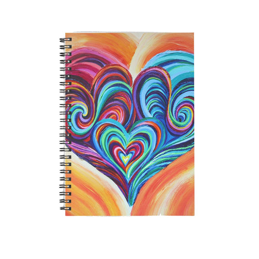 Hearts Spiral Notebook hearts Journal heart diary psychadelic Notepad Unique Gift Rainbow Cheap Gifts Cute Artsy Gift colorful notebooks
