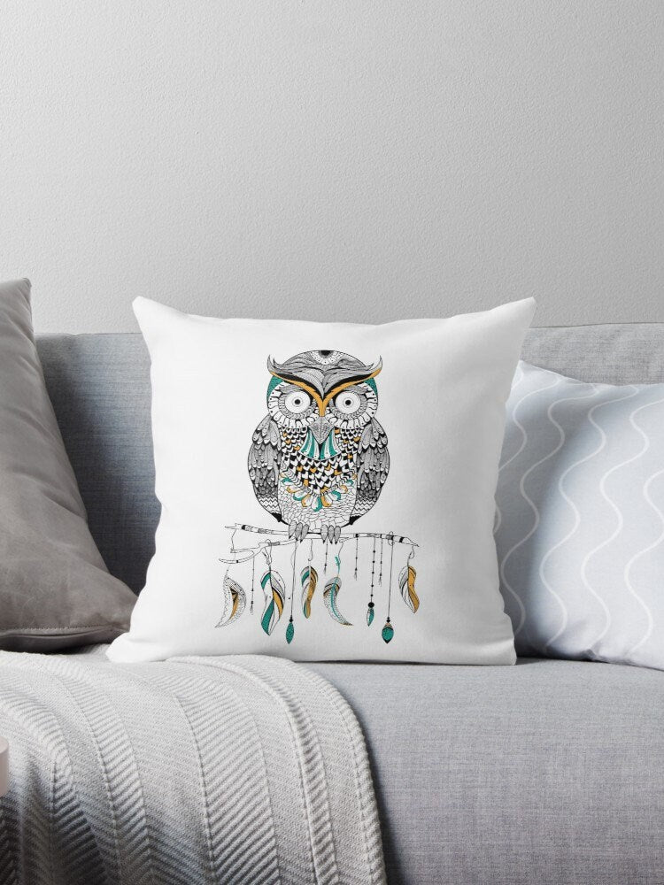 Owl pillow white pillows owl pillow owl pillows cheap gifts feather pillows for couch feathers pillow boho chic pillows cute pillows