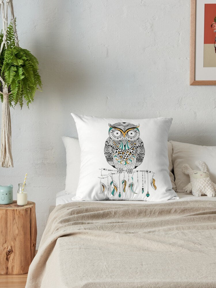Owl pillow white pillows owl pillow owl pillows cheap gifts feather pillows for couch feathers pillow boho chic pillows cute pillows