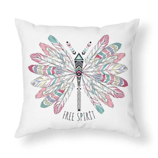 Free Spirit pillow butterfly pillows feather pillow hippy pillows boho pillow dragonfly pillow colorful pillows feathers pillows cute
