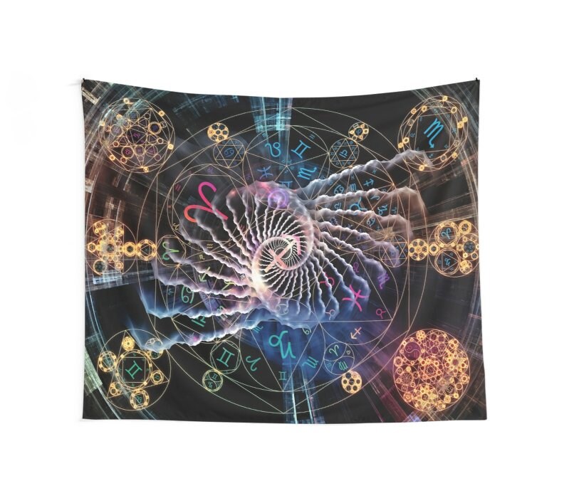 Astral Tapestry Spiritual Tapestry Zodiac Wall Hanging Sacred Geometry Tapestry Yoga Wall Decor Fibonacci Tapestry Spiritual Dorm Decor