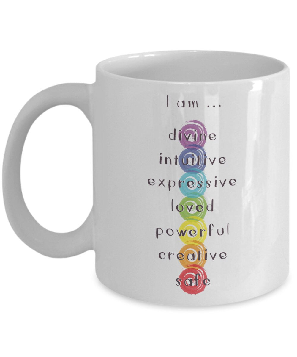 Chakra Meditation Coffee Mug 11oz or 15oz yoga Coffee Mug spiritual gifts chakra mugs chakras mug cheap gift i am mug with positive words