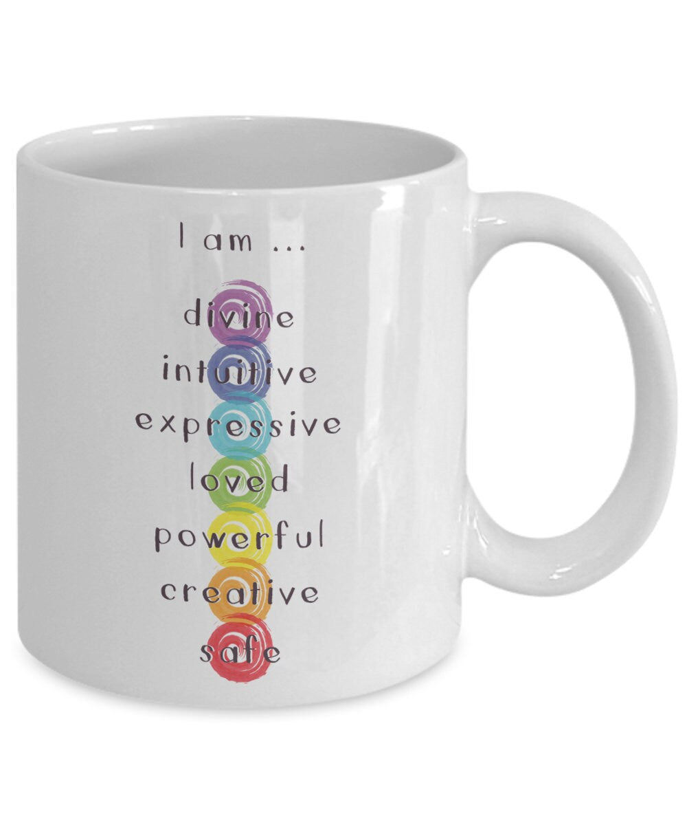 Chakra Meditation Coffee Mug 11oz or 15oz yoga Coffee Mug spiritual gifts chakra mugs chakras mug cheap gift i am mug with positive words