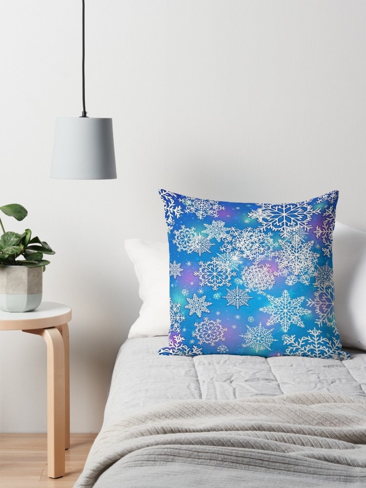 Snowflake Blue Pillow christmas pillows blue christmas pillow couch holidays pillows holiday pillow xmas pillows snowflakes pillow