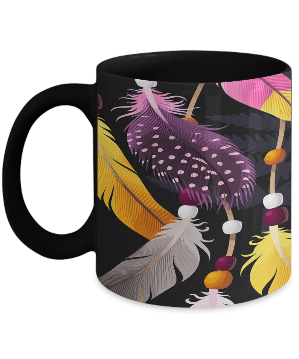 Feather Coffee Mug Dream catcher Gift spiritual mug amethyst mugs crystal mug cheap gift feather Mug feathers mugs amethyst mug boho mugs