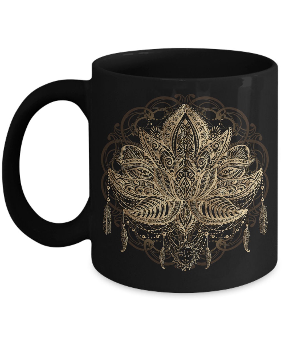 Lotus Flower Mug cheap gifts spiritual mug lotus mug boho mug feather mug boho style mugs cute mug cheap spiritual gift lotus mugs