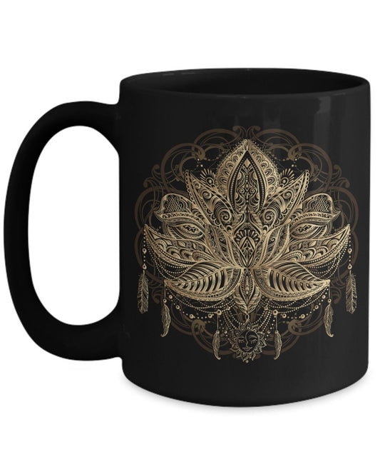 Lotus Flower Mug cheap gifts spiritual mug lotus mug boho mug feather mug boho style mugs cute mug cheap spiritual gift lotus mugs