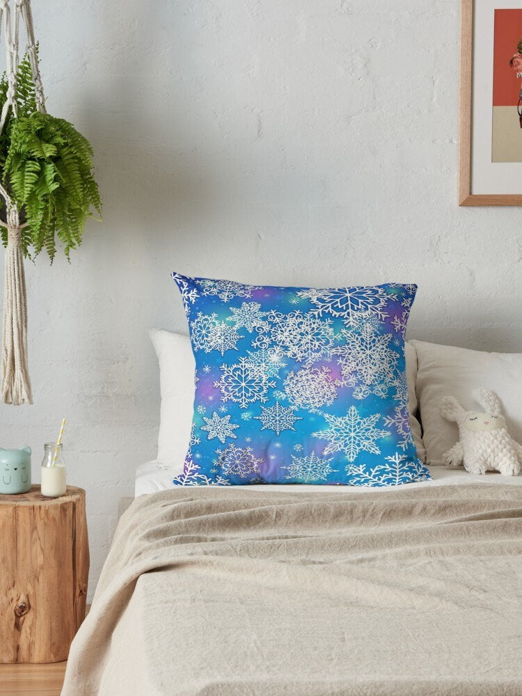 Snowflake Blue Pillow christmas pillows blue christmas pillow couch holidays pillows holiday pillow xmas pillows snowflakes pillow