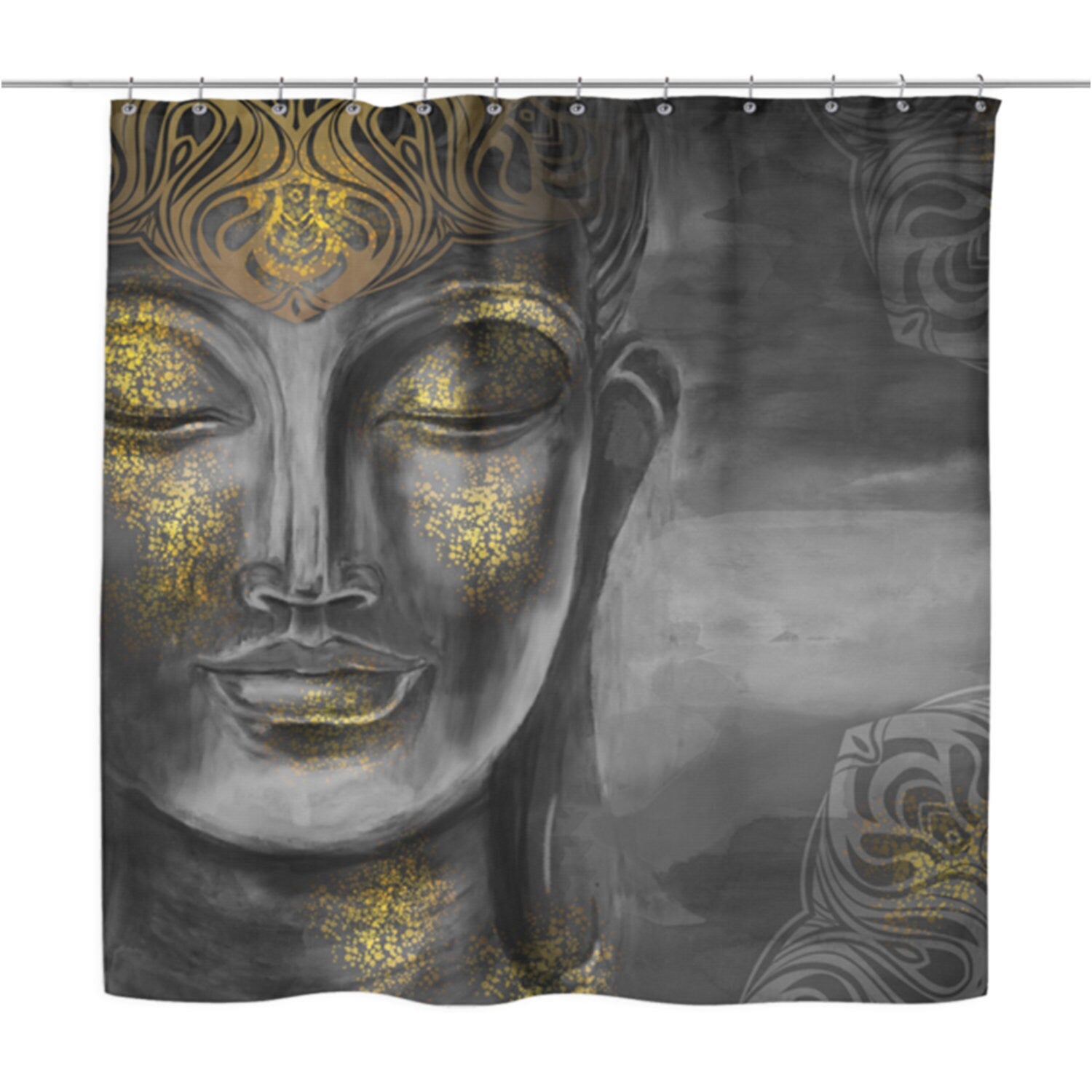Gray Buddha Shower Curtain spiritual shower curtains gray shower curtain grey shower curtains buddha bath decor Buddhist shower curtains