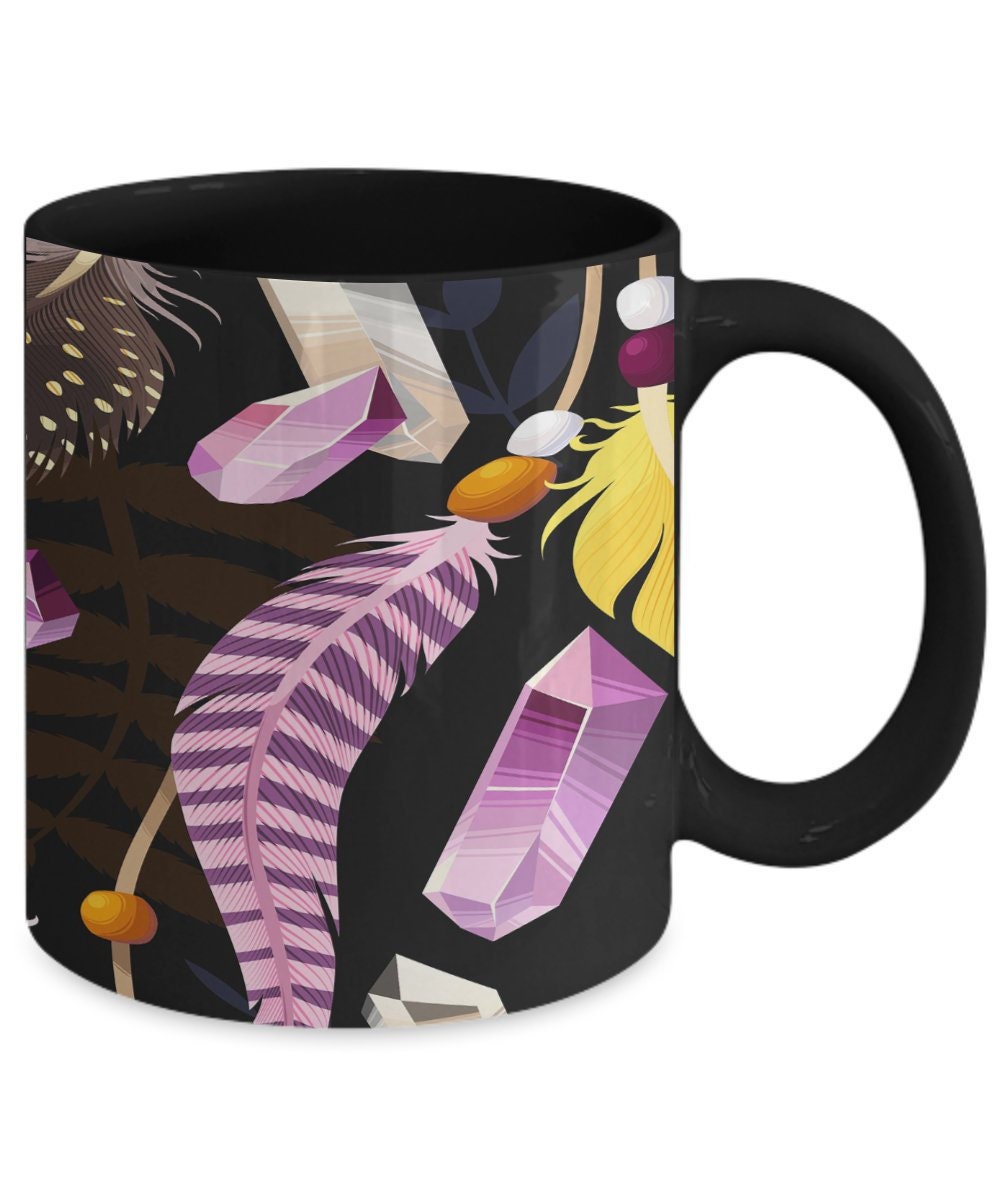 Feather Coffee Mug Dream catcher Gift spiritual mug amethyst mugs crystal mug cheap gift feather Mug feathers mugs amethyst mug boho mugs