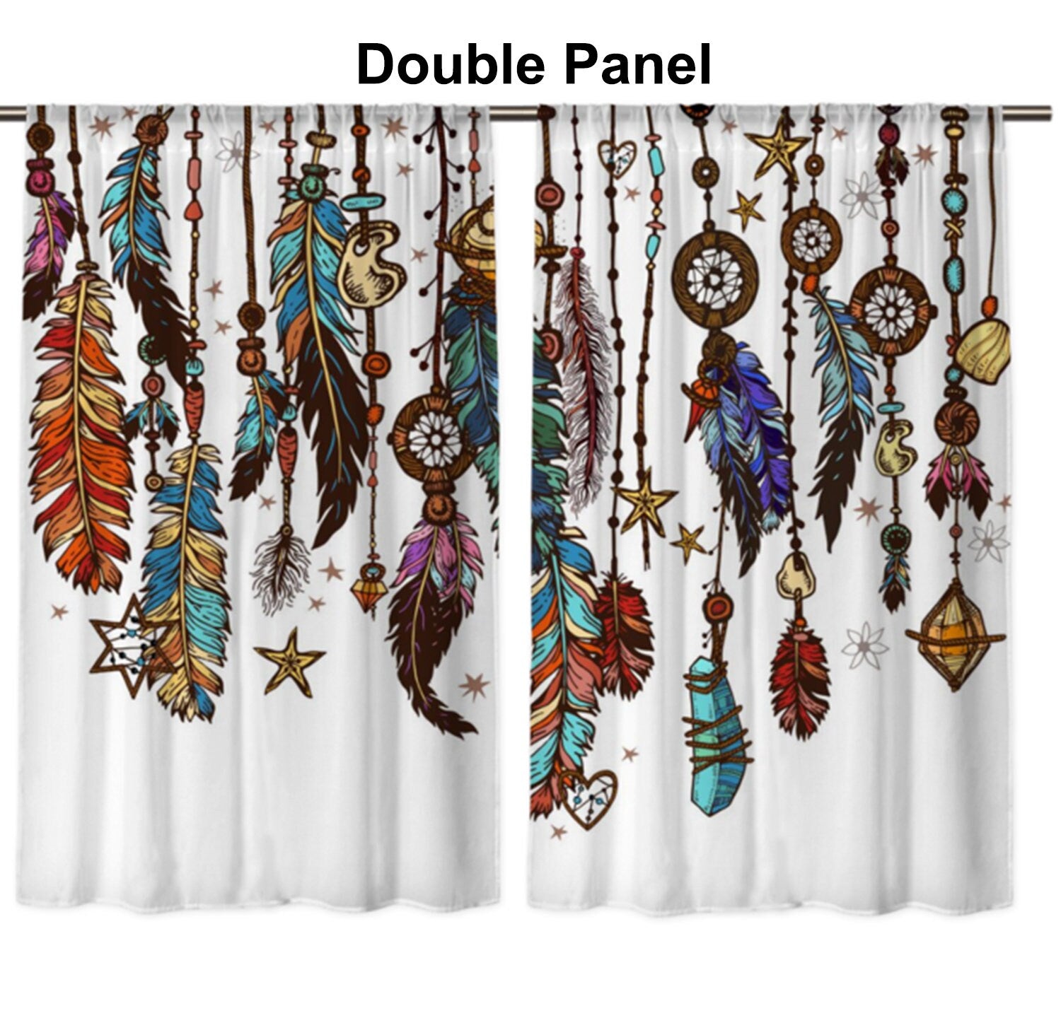 Dream Catcher Window Curtain feather Drapery dream catcher Curtain Panels boho window treatment crystals window curtains boho curtains