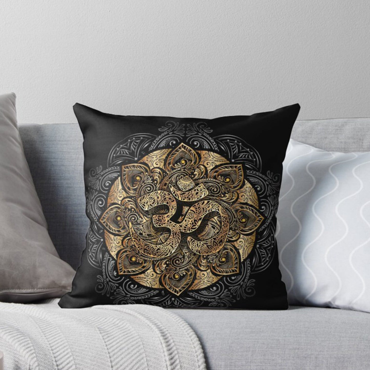 Om pillow om pillows spiritual pillow black pillows spiritual gifts sacred geometry pillows for couch sacred geometry pillow mandala