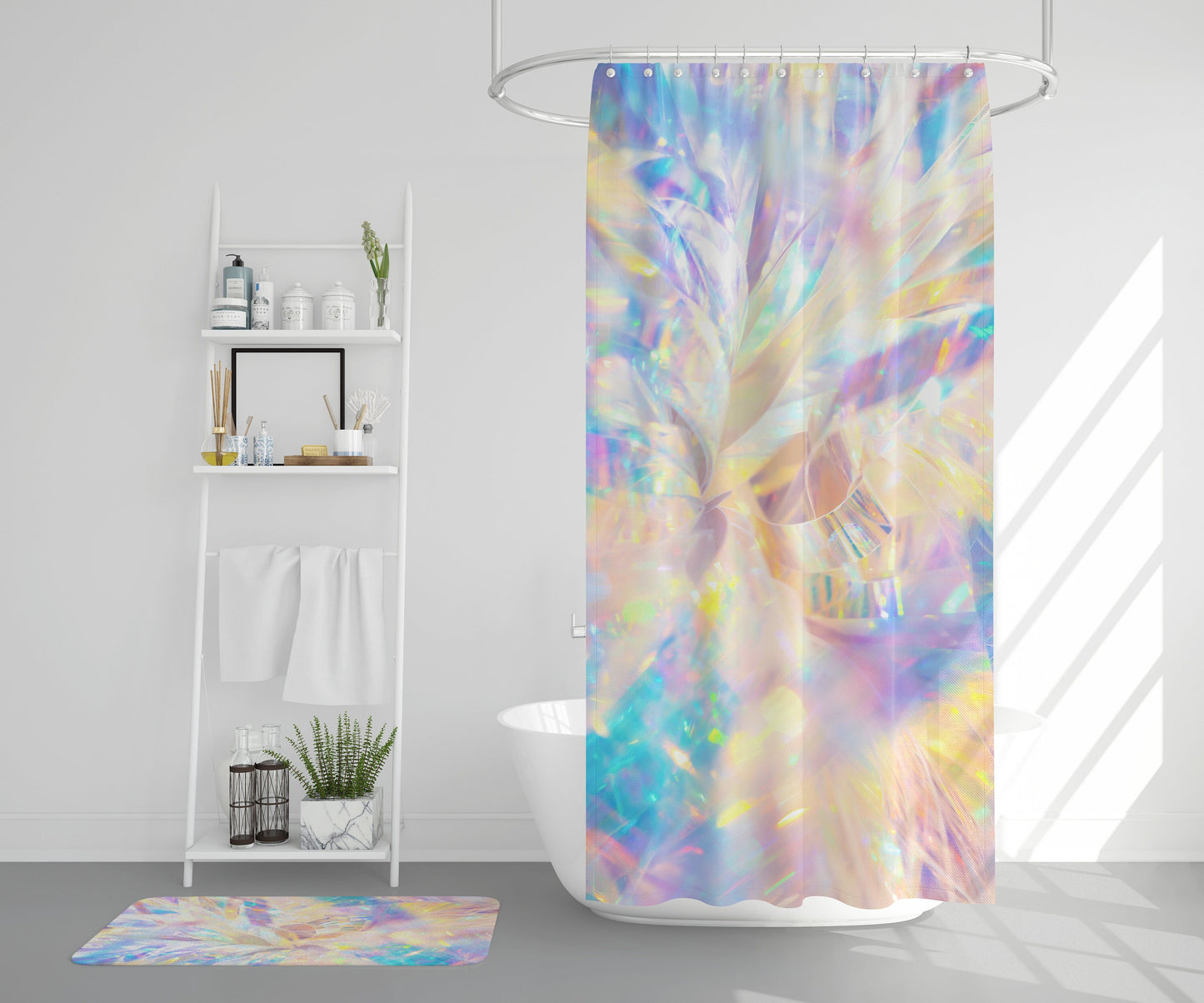 Fairy shower curtain girly shower curtains girls pink bath rugs cute princess decor rainbow shower bath mat pink shower