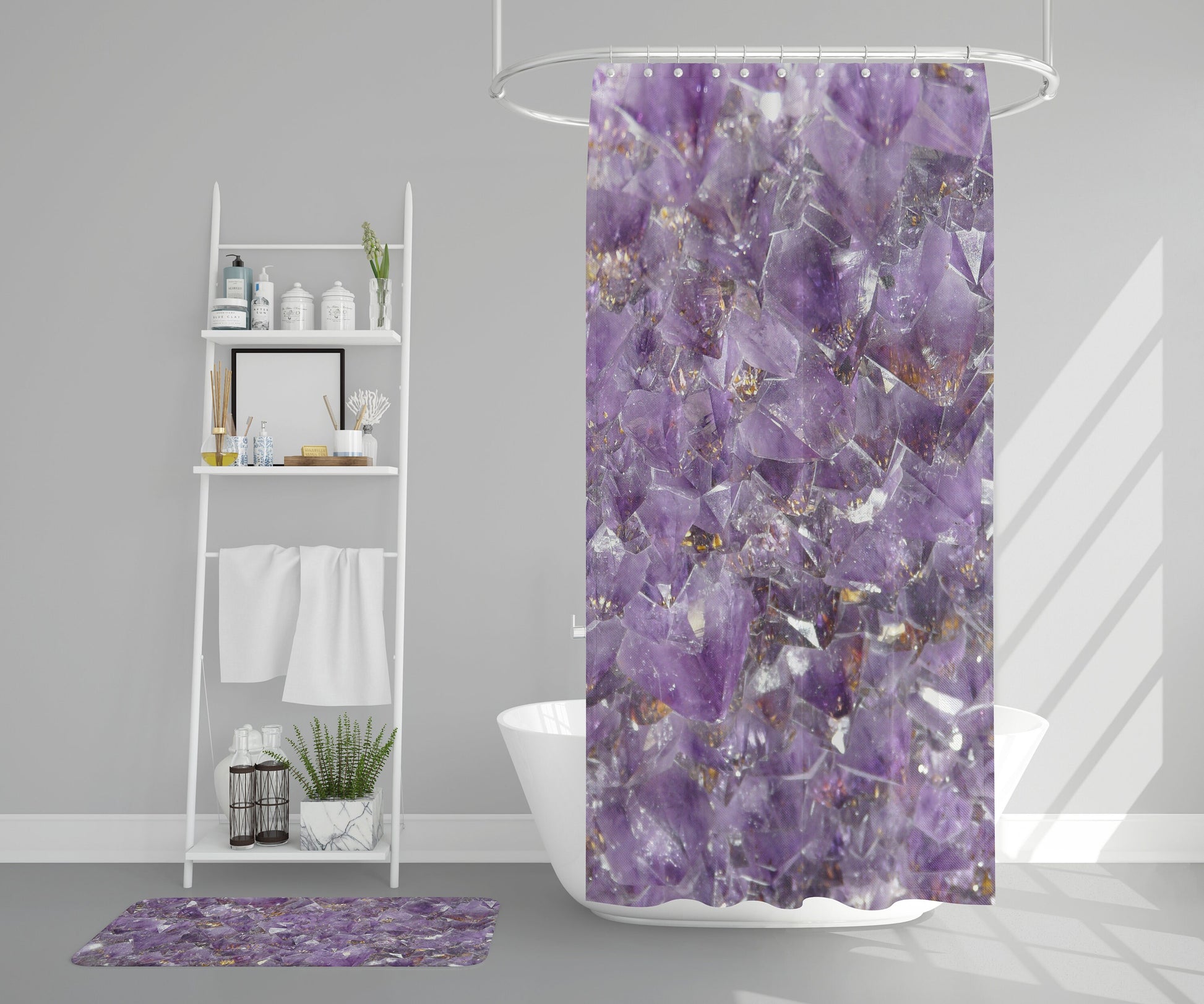 Amethyst Shower Curtain purple shower curtain amethyst decor crystal shower curtain spiritual shower curtain healing shower curtain crystals