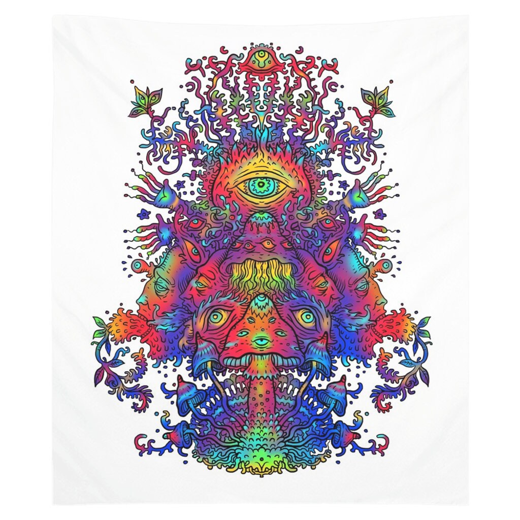 Shrooms Tapestry Psychadelic Wall Hanging Psychedelic Tapestries Psychadelic Wall Decor Trippy Wall Decor Mushroom Tapestry