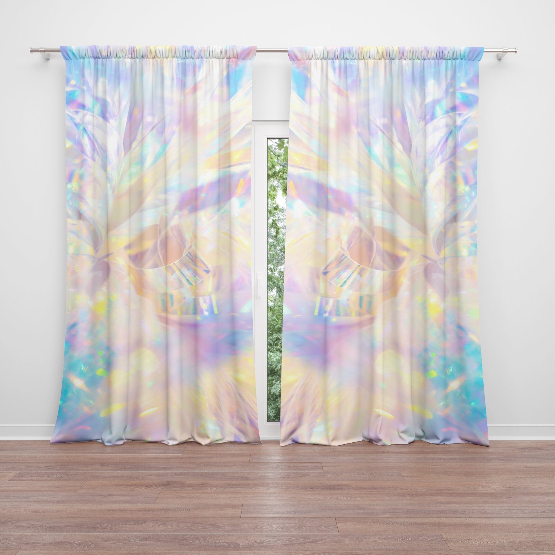 Fairy Window Curtains Girly Drapery Curtain Panels Princess window treatment pastel colorful rainbow curtain girls room pink purple curtains