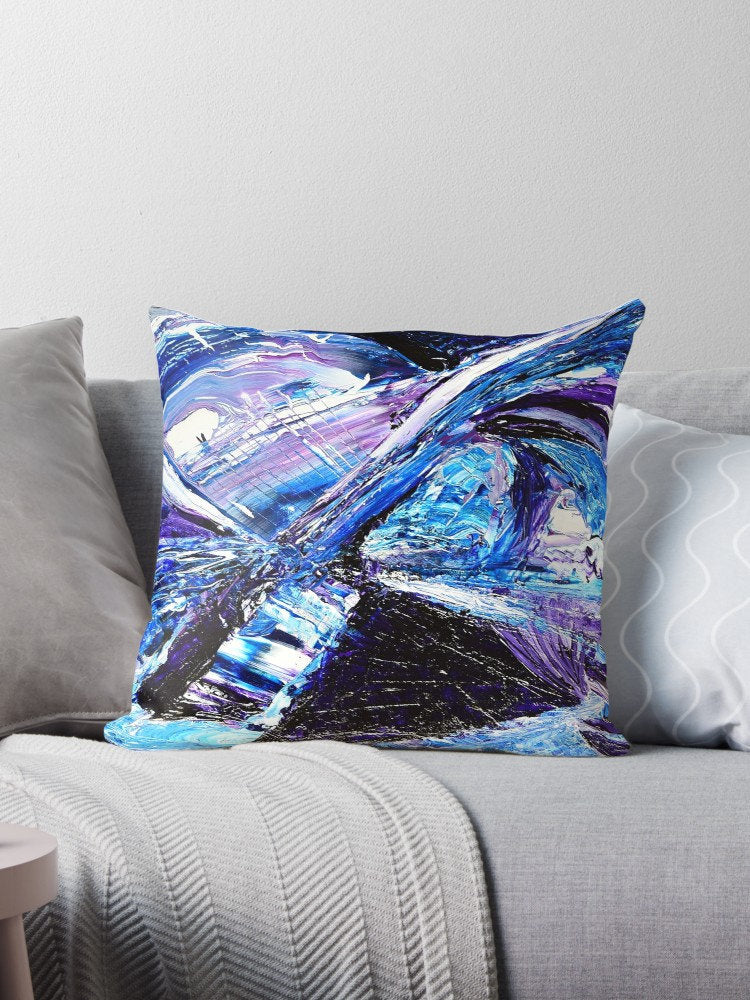Purple Pillow Abstract Art Pillow Artsy Gift Unique Gift Blue Pillow Purple Pillows For Couch Art Pillows Unique Pillows Artsy Pillow