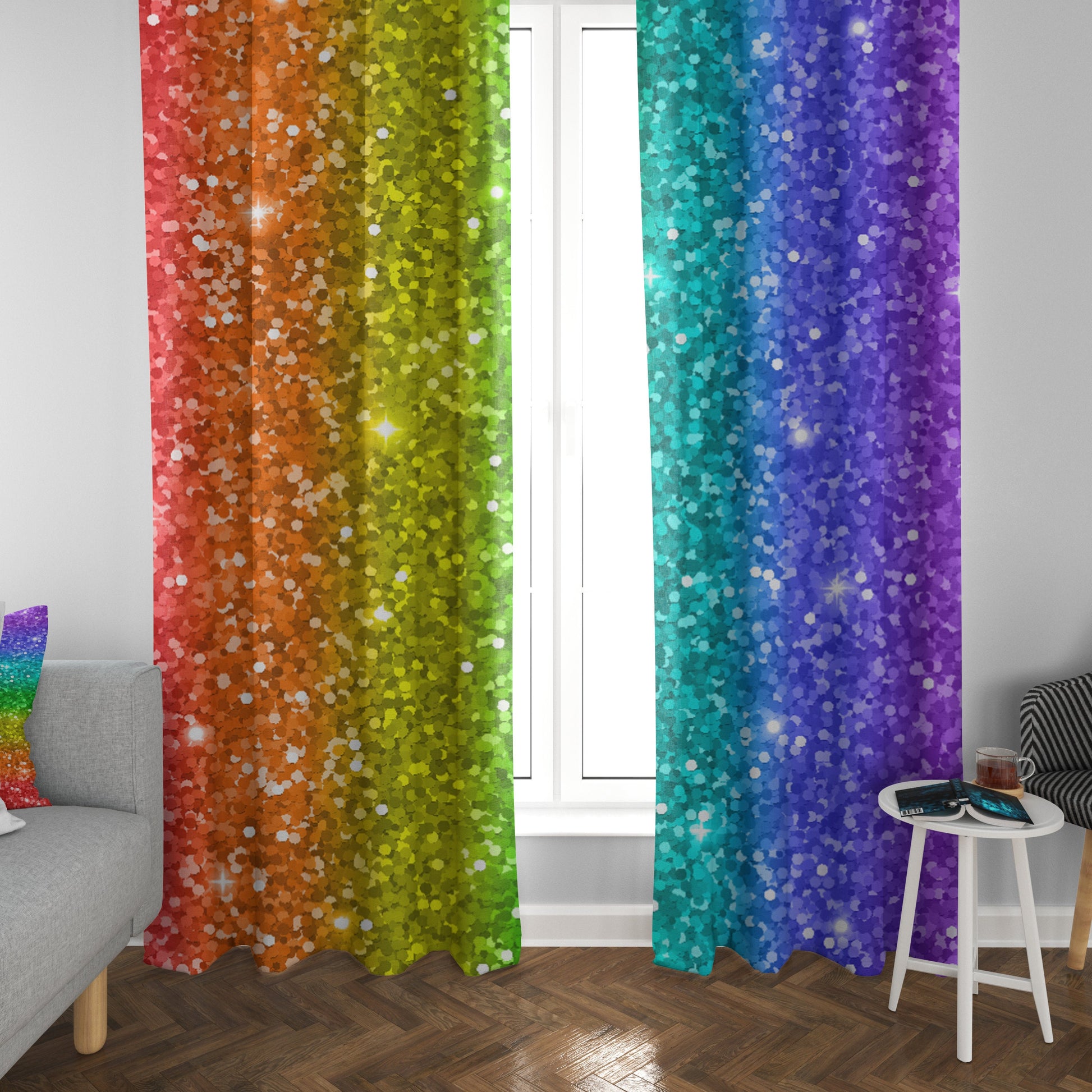 Rainbow Window Curtains colorful Drapery Curtain Panels lgbt window treatment gay pride curtain colorful curtains rainbow curtains kids
